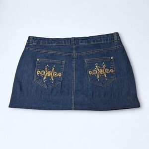 Y2K Denim Embroidered Mini Skirt by Emperial!